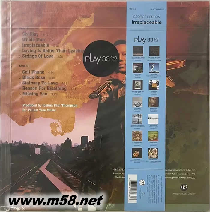 不可替代 IRREPLACEABLE 黑膠專輯背面圖片