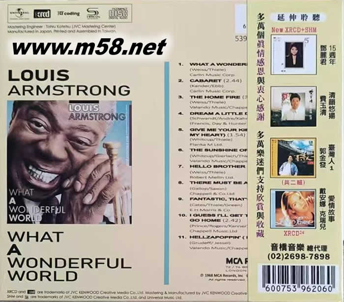 What a Wonderful World世界如此美好(NEW XRCD 系列日本版)專輯背面圖片