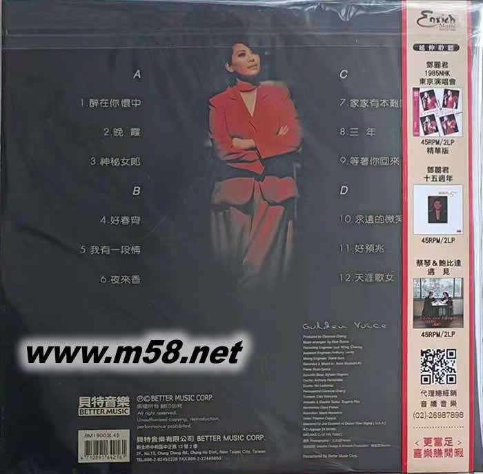 金片子壹 天涯歌女180g 45RPM LP 雙黑膠 日本版專輯背面圖片