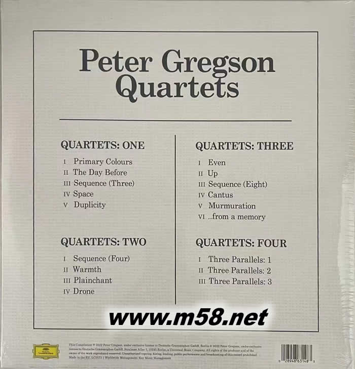 Peter Gregson QUARTETS 蘇格蘭大提琴家 黑膠專輯背面圖片