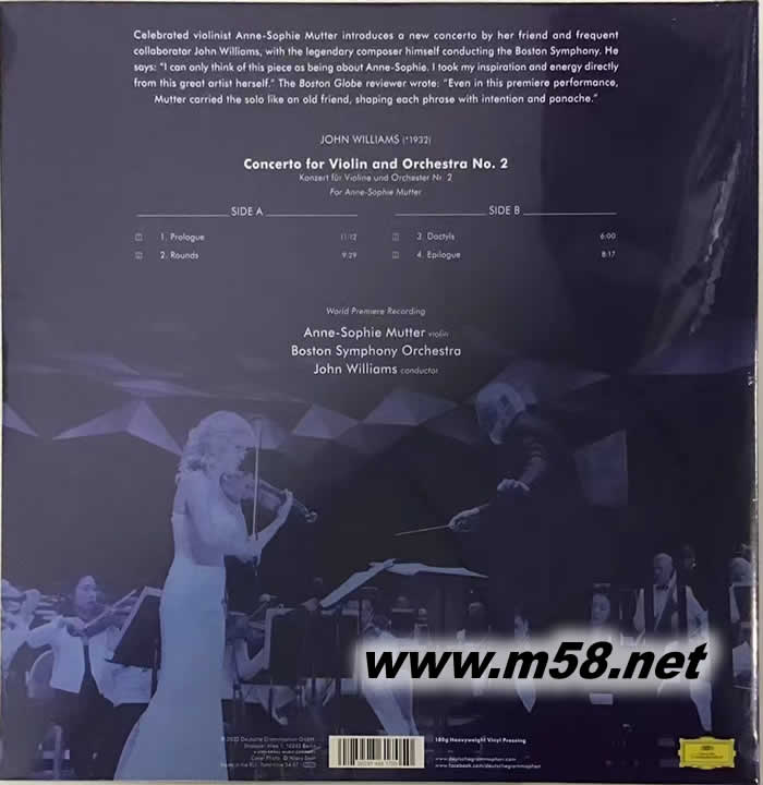 WILLIAMS:VIOLIN CONCERTO NO.2 黑膠專輯背面圖片