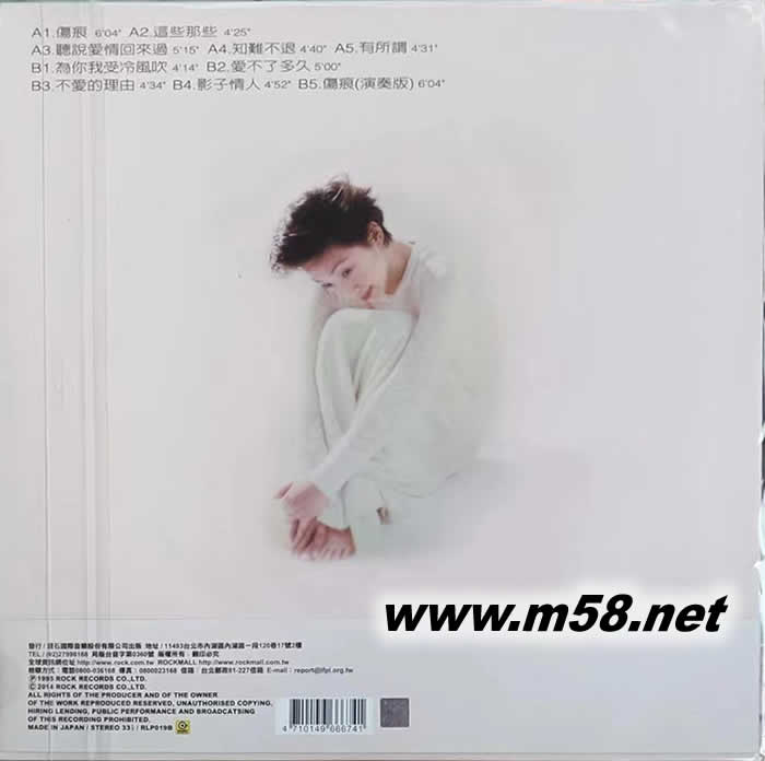 傷痕Love, Sandy 黑膠 (白色彩膠)專輯背面圖片