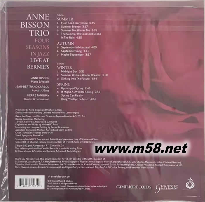 Anne Bisson Trio Four Seasons in Jazz 安妮比森 四季 (180 克 33轉 2LPs) 黑膠專輯背面圖片
