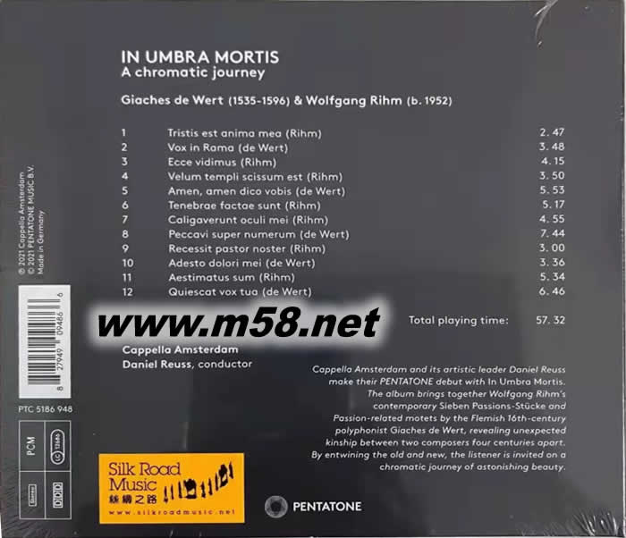 在死亡陰影下 沃爾夫岡 里姆與賈謝斯 德 維爾特 In Umbra Mortis (Wolfgang Rihm & Giaches de Wert)專輯背面圖片