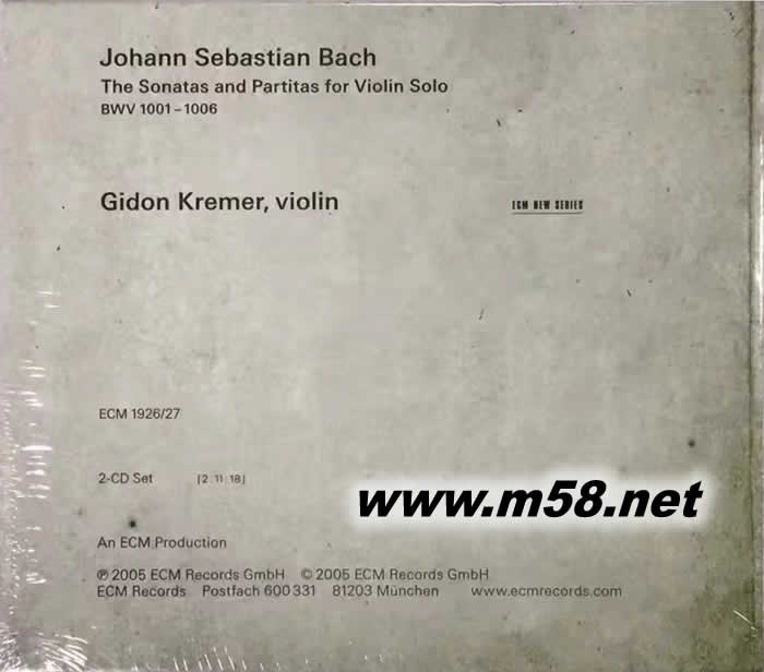 Bach: Sonatas and Partitas for violin solo巴哈:小提琴奏鳴曲與無伴奏 克萊默/小提琴 2CD(劉漢盛推介 超越巔峰200擊入圍CD)專輯背面圖片