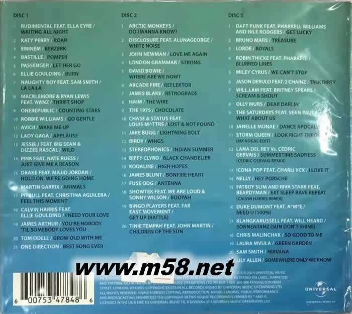 THE BRIT AWARDS 2014 3CD專(zhuān)輯背面圖片
