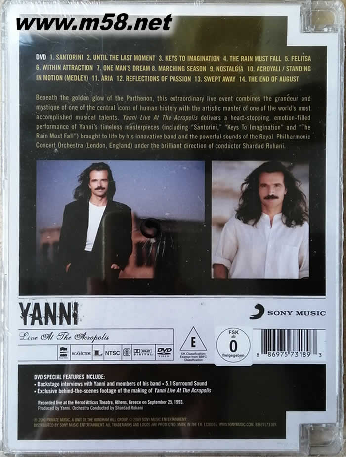 雅尼LIVE AT THE ACROLIS雅典衛(wèi)城演奏會(huì) DVD專輯背面圖片