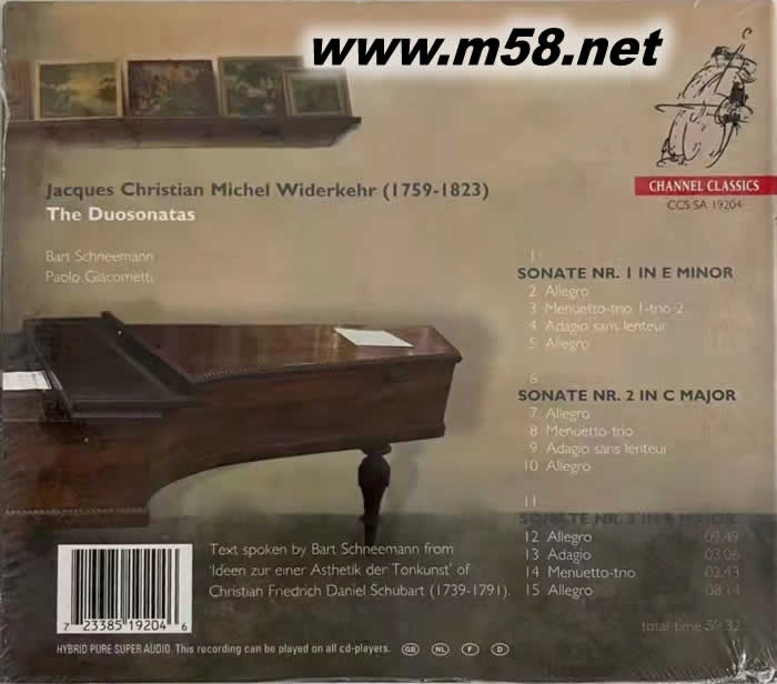 韋特卡爾最高尚的奏鳴曲作品(雙簧管與鋼琴) WIDERKEHR THE DUOSONATAS SACD專輯背面圖片