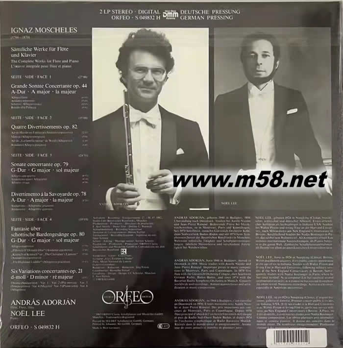 伊格納茲·莫謝萊斯:長笛與鋼琴奏鳴曲全集 IGNAZ MOSCHEES FLUTE AND PIANO DMM 黑膠專輯背面圖片
