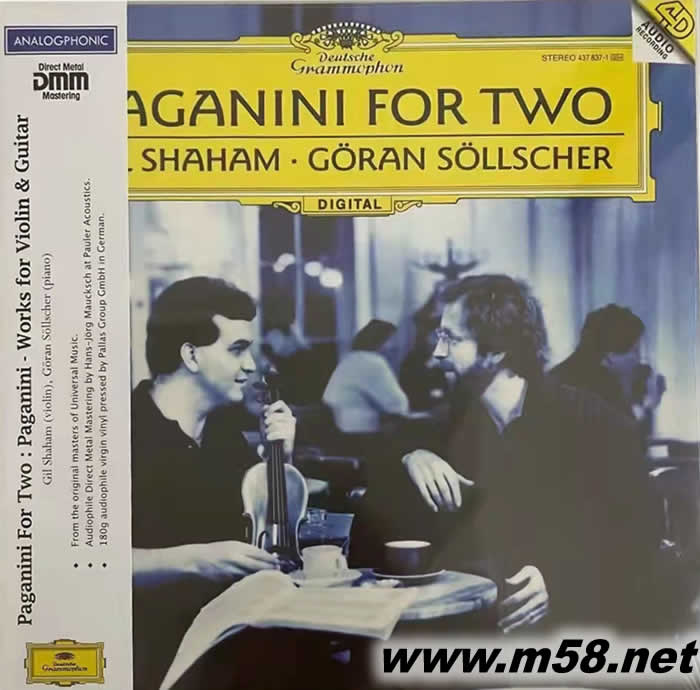 帕格尼尼 提琴與吉他PAGANINI FOR TWO WORK FOR VIOLIN AND GUITAR 黑膠專輯正面圖片