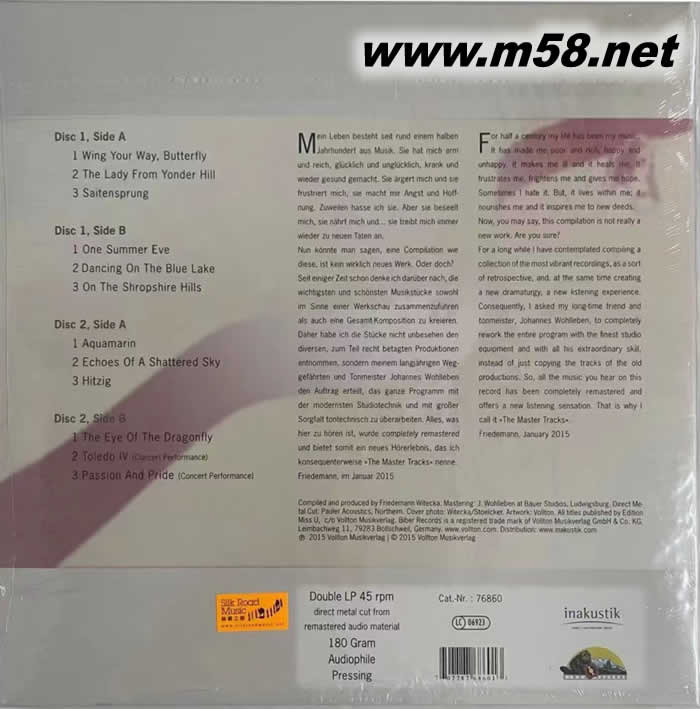 吉它 FRIEDEMANN 弗萊德曼 韋迪卡 經(jīng)典之作 Witecka The Master Tracks 雙黑膠專輯背面圖片