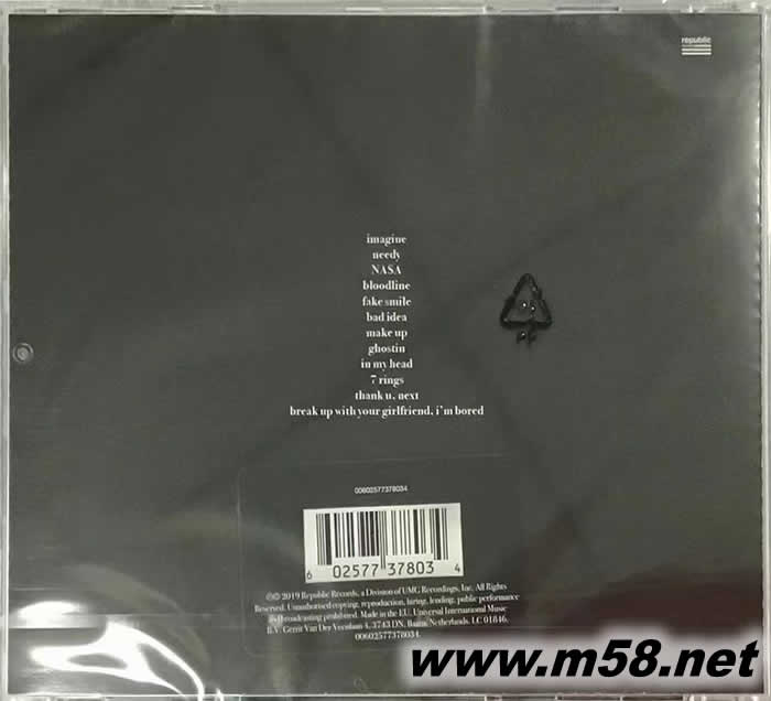 愛莉安娜 格蘭德 - thank u, next 謝謝 下一位 歐版專輯背面圖片