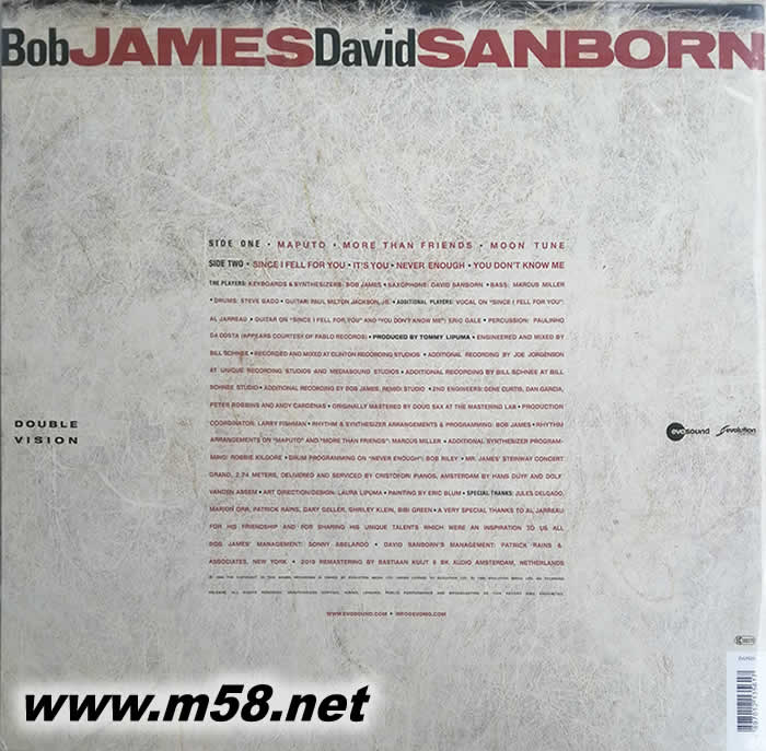 爵士鋼琴、薩克斯跨界大師的合作-- Double Vision 黑膠專輯背面圖片