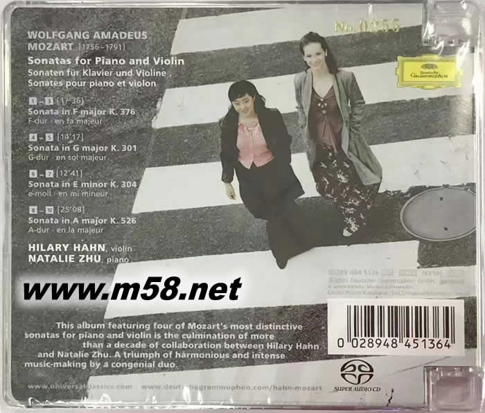 MOZART:VIOLIN SONATAS K.301, 304, 376 & 526 莫扎特:小提琴奏鳴曲集SACD 限量版專輯背面圖片