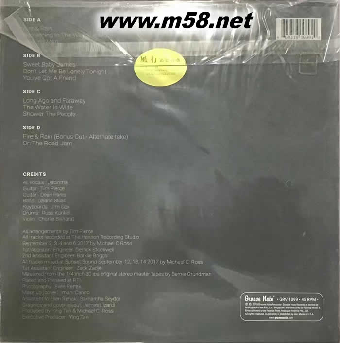 Fire & Rain 180g 45RPM LP 黑膠專輯背面圖片