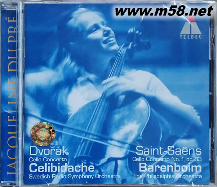 德沃夏克 圣桑 DVORAK SAINT SAENS 大提琴協奏曲(杜普蕾藍色封面)專輯正面圖片