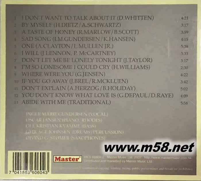 动人心情 BY MYSELF專輯背面圖片