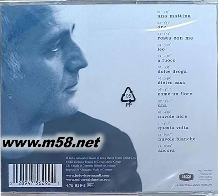 UNA MATTINA 一天早上(意大利鋼琴家)專(zhuān)輯背面圖片