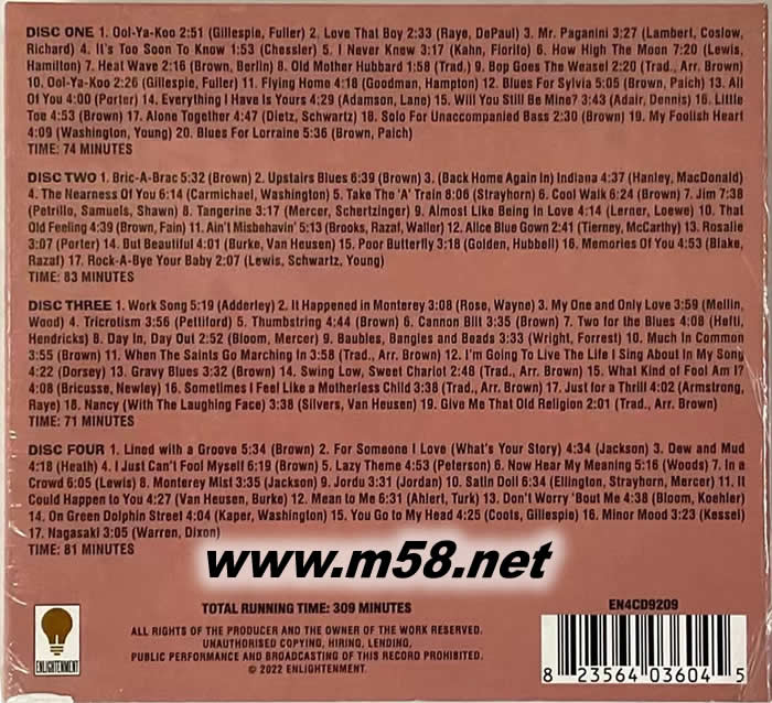 低音大提琴 Ray Brown - The Early Albums Complete 4CD套裝專輯背面圖片