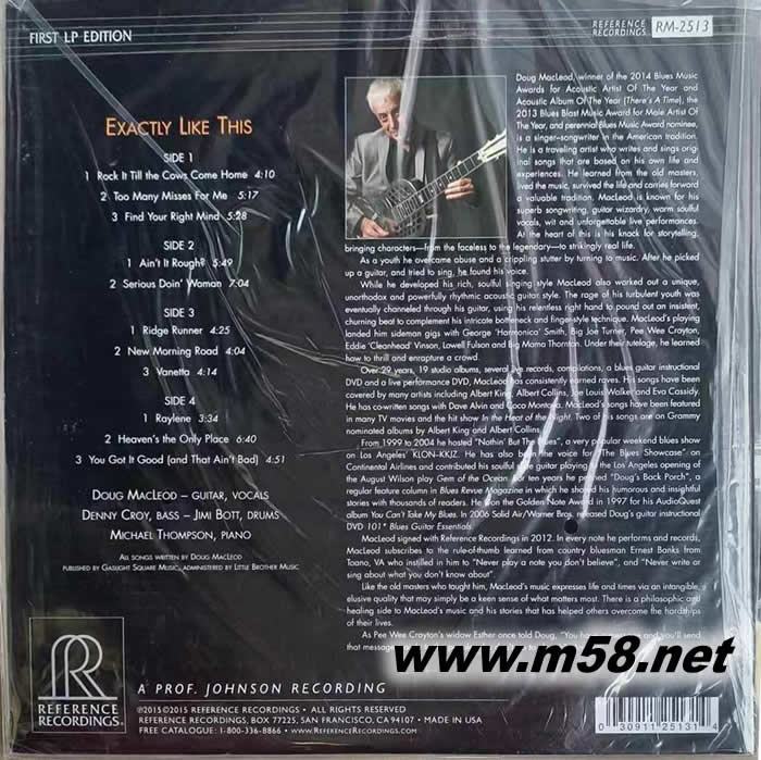 正是如此(鄉村藍調)EXACTLY LIKE THIS 180g 33RPM LP 雙黑膠專輯背面圖片