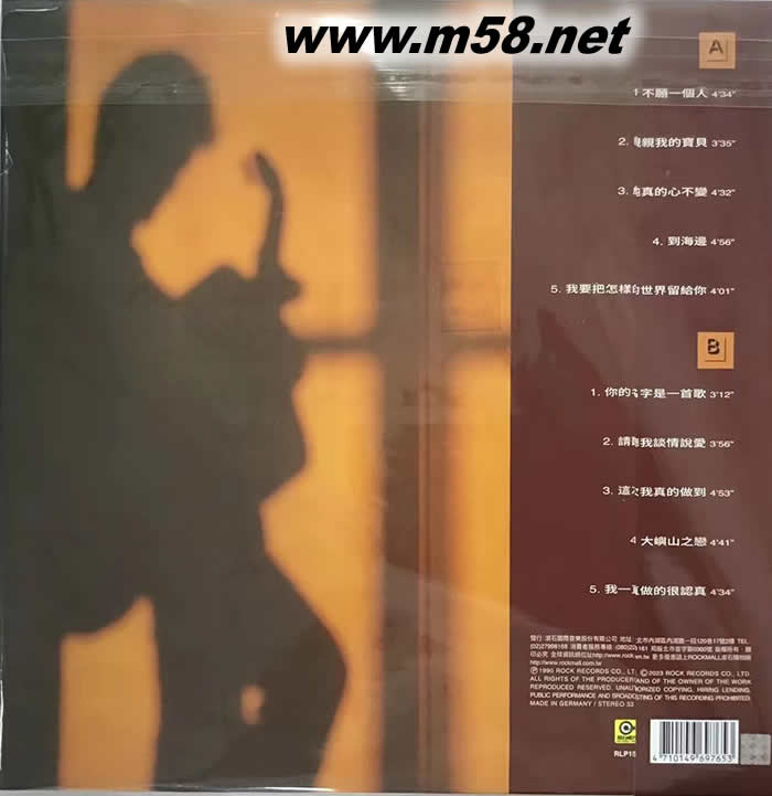 不愿一個人 黑膠專輯背面圖片
