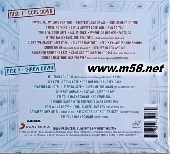 WHITNEY THE GREATEST HITS(歐版)專輯背面圖片