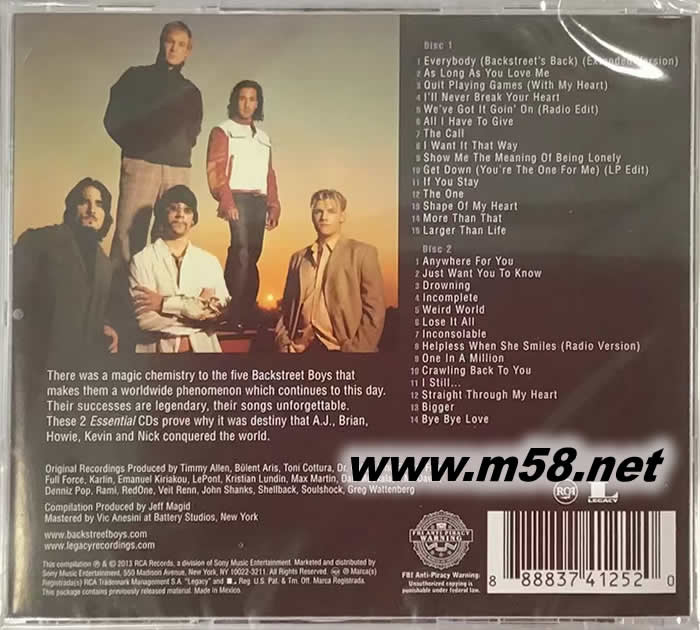 THE Essential Backstreet Boys 雙CD專輯背面圖片