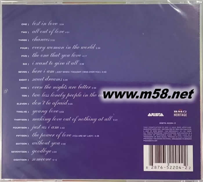 AIR SUPPLY 空中補給 ULTIMATE專輯背面圖片