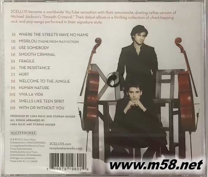 2CELLOS(LUKA Sulic & STJEPAN Hauser) 大提琴雙杰專輯背面圖片