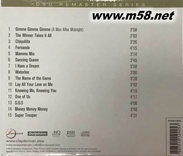 理查克萊德曼演繹 - ABBA Plays ABBA HQCD專輯背面圖片