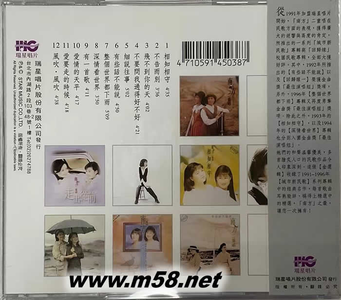 南方二重唱 金選集專輯背面圖片