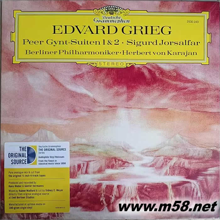 EDVARD GRIEG PEER GYNT-SUITEN 1&2 SIGURD JORSALFAR l 黑膠(DG唱片125周年紀念版 藍膠)專輯正面圖片