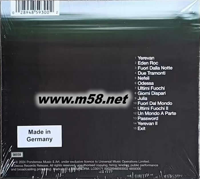 EDEN ROC(意大利鋼琴家)專輯背面圖片