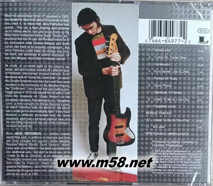 Jaco Pastorius 同名專輯專輯背面圖片