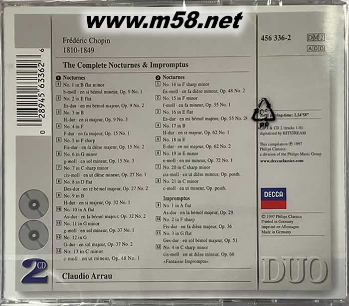 Chopin: SAMTLICHE NOCTURNES Impromptus 蕭邦(白色封面雙碟)專輯背面圖片