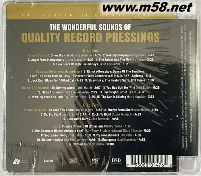 The Wonderful Sounds Of Quality Record Pressings Hybrid Stereo SACD SACD專輯背面圖片
