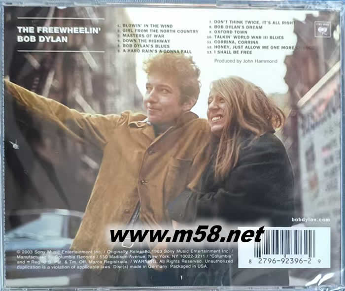 The Freewheelin 自由自在的巴布狄倫專輯背面圖片