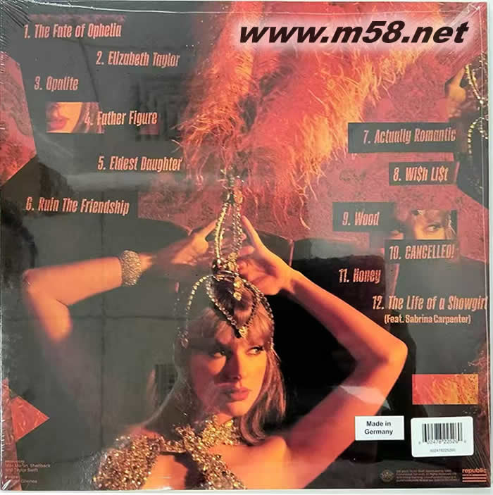 The Life of a Showgirl 彩膠 橙膠 黑膠專輯背面圖片