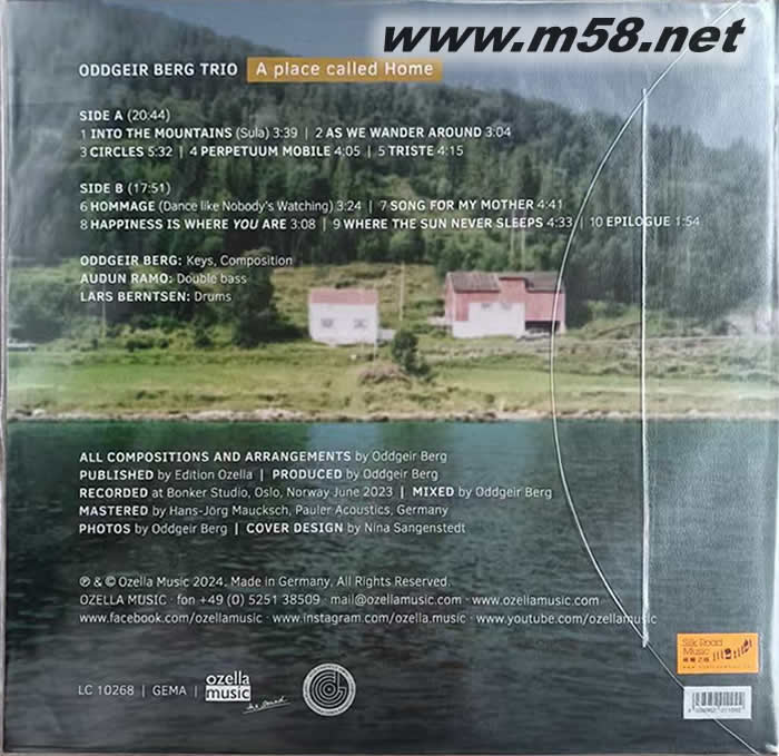 德蓋 伯格三重奏 喚作家的地方 A Place Called Home (鋼琴、大提琴、鼓) 爵士三重奏 黑膠專輯背面圖片