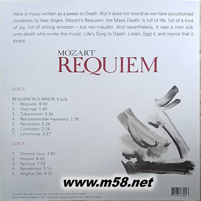 莫札特安魂曲 Stefan Mozart: Requiem 黑膠專輯背面圖片