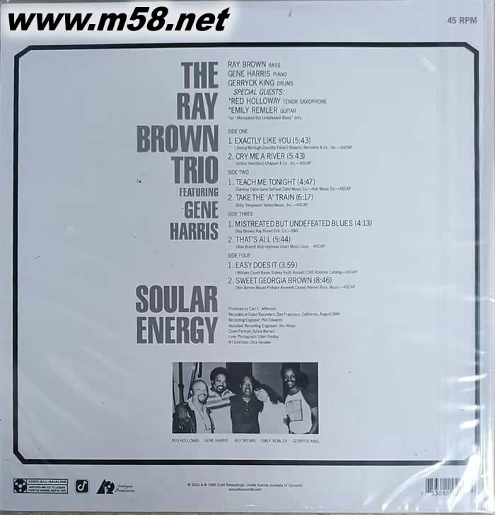 Soular Energy 大提琴五重奏 45轉雙黑膠專輯背面圖片