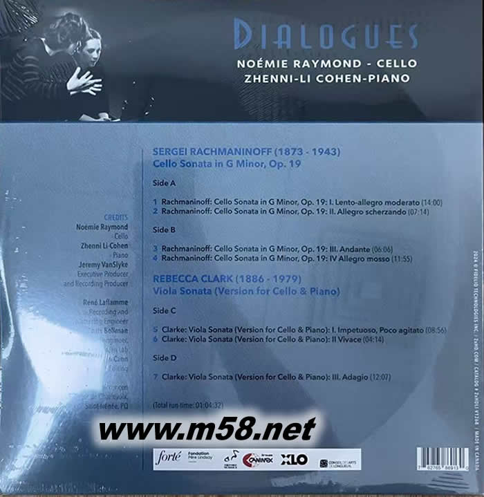 NOMIE RAYMOND & Zhenni Li-Cohen DIALOGUES (對(duì)話) 大提琴與鋼琴 雙黑膠專輯背面圖片