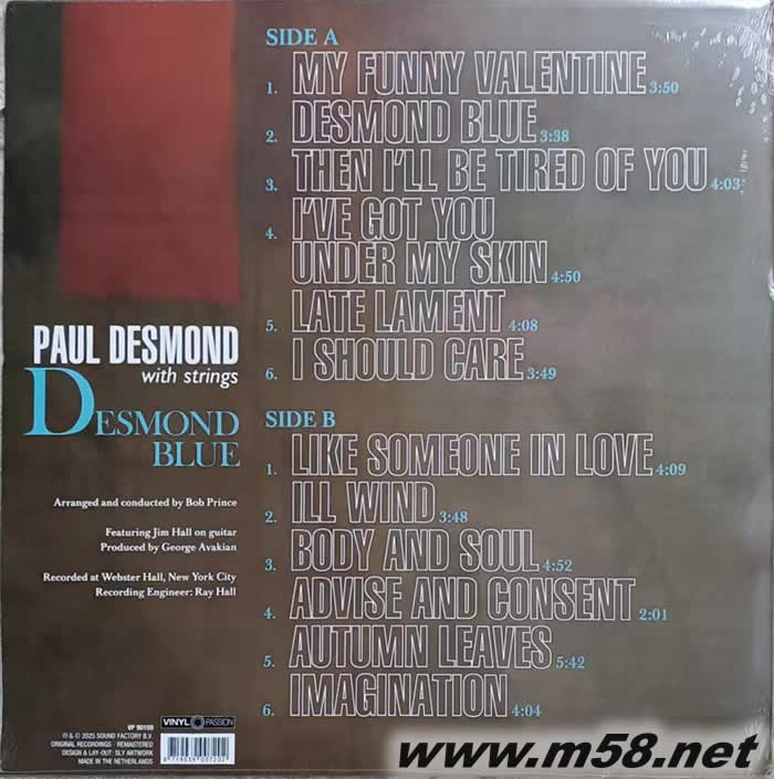 Desmond Blue 黑膠專輯背面圖片